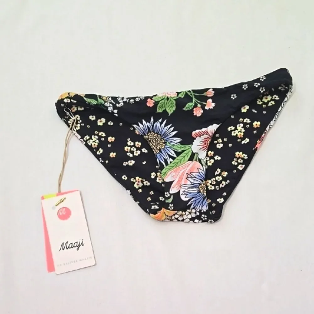 Maaji Green and‎ Black One Piece Swimsuit Floral Pattern